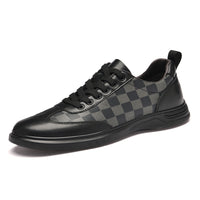 Fashion Low Top Plaid Cowhide Flat Casual Shoes