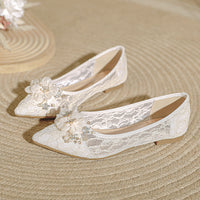 French Ethnic Minority High Sensitivity Apricot Wedding Shoes