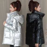 Womens Short Loose Padded Down-Alternative Jacket