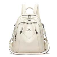 Geometric Patchwork Genuine Leather Exquisite Student Kangaroo Backpack