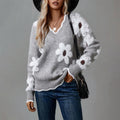 Pullover Knitting Lace Collar Brocade Sweater