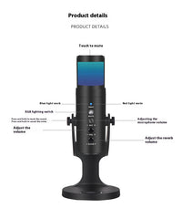 RGB Colorful Breathing Ambience Light USB Condenser Microphone