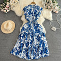 Elegant V-neck Printed Dress For Women