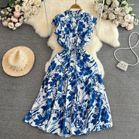 Elegant V-neck Printed Dress For Women
