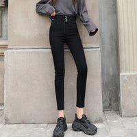 Double Breasted Stretch Tight Belly Trimming Slimming Ankle Tight Pants Cotton