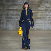Women's Fashionable Casual Hoodie And Flare Pants Set