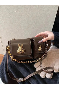 Women Baguette Bag With Squirrel Accessory Design Stylish Shoulder Handbag