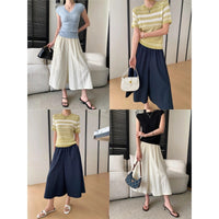 Elastic High-Waist Casual Cropped Wide-Leg Pants For Women