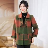 Fashionable Stylish Plaid Knitted Cardigan Coat