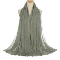 Pleated Viscose Yarn Monochrome Scarf Natural Wrinkled Cotton And Linen Burrs