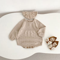 Baby Hollow Knitted Long-sleeve Jumpsuit