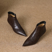 Woven Full-grain Sheepskin Ankle Boots With A Small Heel