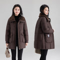 Women's Mid-length Patchwork Coat With Large Pockets