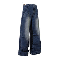 Loose Pleated Wide Leg Straight Jeans