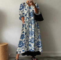Womens Loose-fit V-neck Fashionable Sleeveless Printed Dress