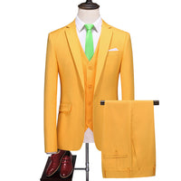 Men's Suits Three-piece Evening Dress Banquet Wedding Korean Style Solid Color Suit Suit