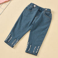 Lace Top And Beaded  Pocket Jeans Suit