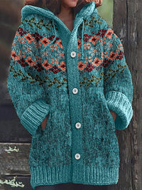 Retro Ethnic Print Women's Casual Cloak Coat