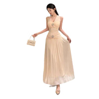 Womens French-style Halterneck Beaded Dress