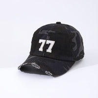 The New Camouflage Multi-color Patched Embroidered 77 Sun-protective Casual Style Bowler Cap With Curved Brim Is Suitable For Outdoor Couples' Outings And Street Dancing.