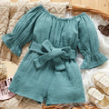 Baby Double Yarn Woven Belt Belt Bow Jumpsuit