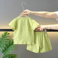 Creative Cartoon Printed Children's Short Sleeved Shorts Set
