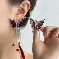 Ankela Red Butterfly Tassel Earrings For Women