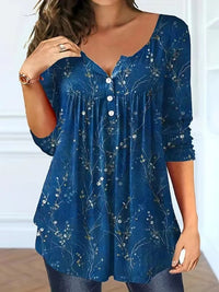 Elegant Loose Button Large Size Top Women's T-shirt