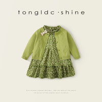 Girls' Two-piece Dress Long Sleeve Knitwear Dress