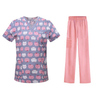 Bestselling Cartoon-print Nurse Uniform Womens Top And Pants