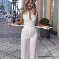 Solid Color Low Neck Sleeveless Tight Jumpsuit