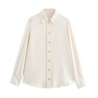 French Style Gold Button Tassel Long Sleeve Lapel Shirt