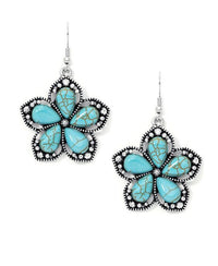 Retro Silver Flower Earrings For Women
