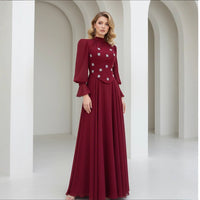 Two-piece Snowflake-diamond Long-sleeve Elegant Figure-flattering Slimming Dress