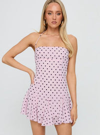 Sexy Backless Polka-Dot Sleeveless Lace-Up Waist-Cinching Dress