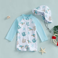Hat One-piece Long Sleeves Children's Swimsuit