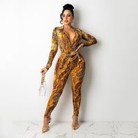 Printed Jumpsuit Long Sleeve Two-piece Suit