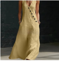 Womens Solid-Color Buttoned Tank Dress