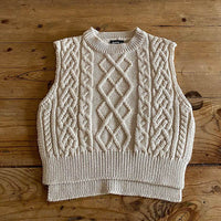 Linen Pattern Sweater Layered Oversized Loose Knit Vest
