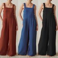 Wide Leg Jumpsuit Women Cotton And Linen Pocket Overalls