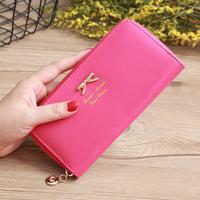 Women's Solid Color Bow Two-layer Wallet