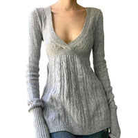 Summer New Fashion Sexy V-neck Leisure Warm Comfortable Sweater Top Women