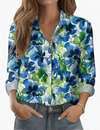 Womens 3D-printed Floral Loose-fit Blouse