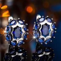 Egg Shaped Colored Zircon Polygonal Ear Buckle
