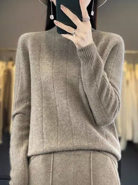 Women's Pullover Half Turtleneck Solid Color Knitted Comfortable Warm Sweater