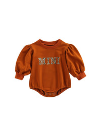 Baby Leopard Print Long Sleeve Mini Letter Romper