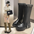 New Thick Bottom Two-way Belt Buckle High Leg Boot