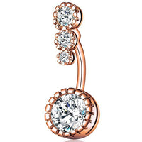 Round Inlaid Zircon Belly Button Umbilical Ring