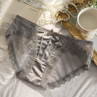 Hollow Out Lace Low Waist Underwear Female Cotton Antibacterial
