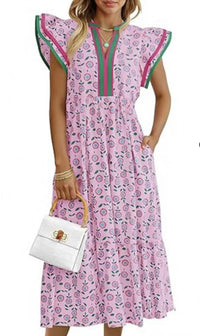 Summer New Stylish Elegant V-Neck Floral Print Dress